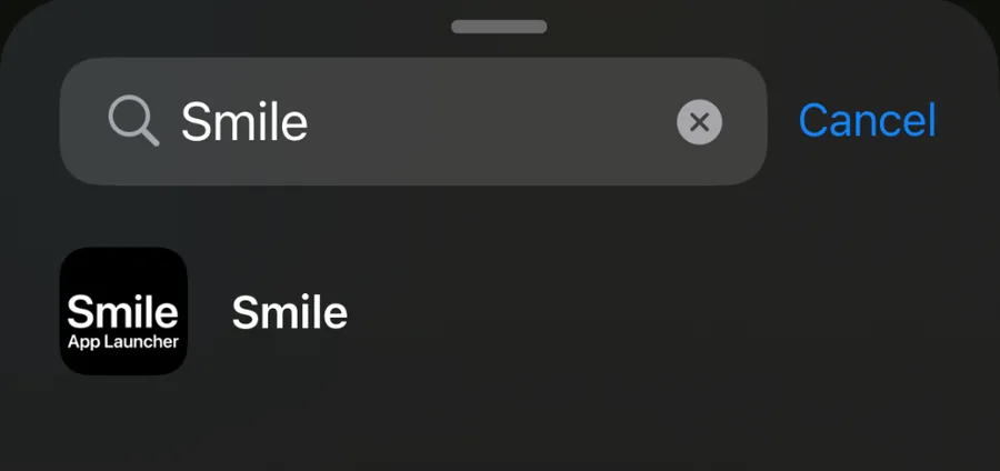 Searching for Smile in the iOS widget gallery